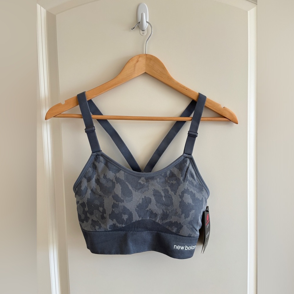 New Balance Medium Impact Sports Bra Color Gunmetal Size XL